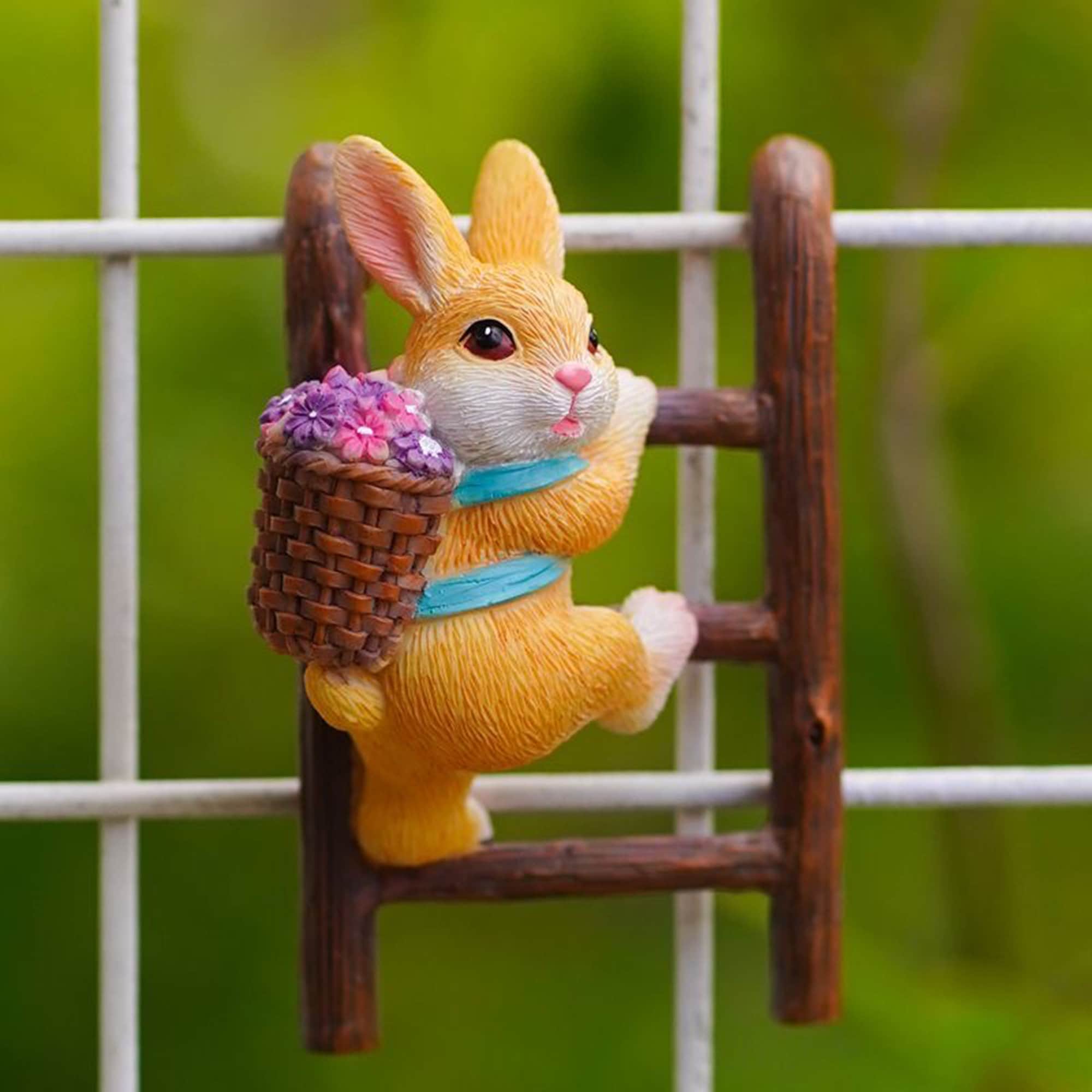 Rabbit Climbing Ladder Tree Face Rabbit Figurine Resin Elf - Etsy