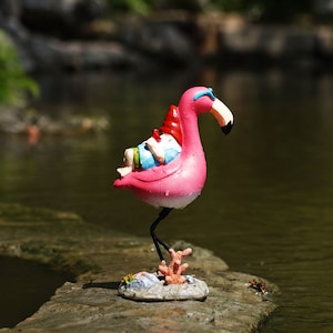 Gnomes Elf Flamingo Resin Fairy Dwarf Figurine Gnomes Sculpture Flamingo Figurine Flamingo Statue Flamingo Sculpture Garden Decor