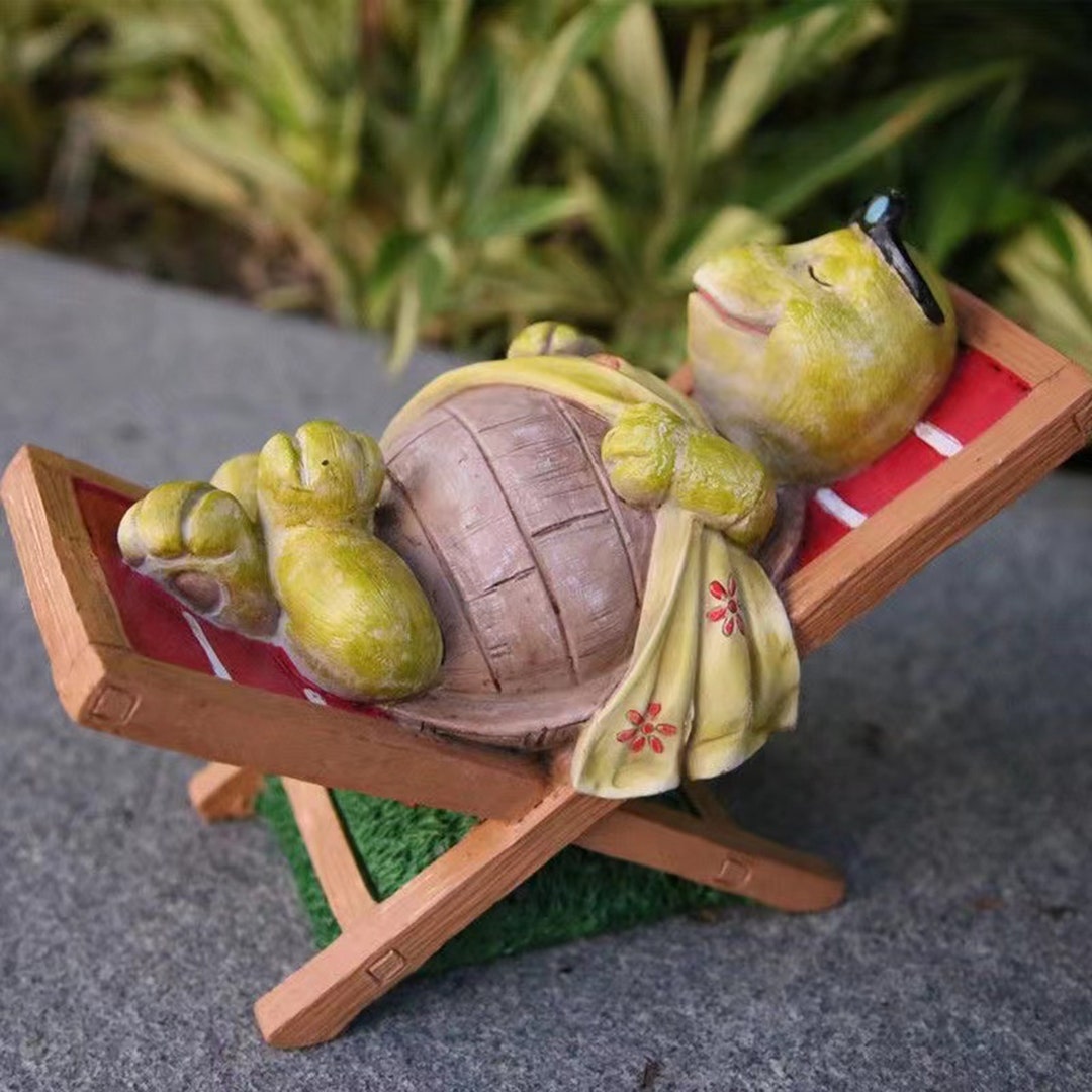 Turtle Rocking Chair Turtle Statue Resin Sleeping Turtle on the Chair Mini Turtle Figurine ...