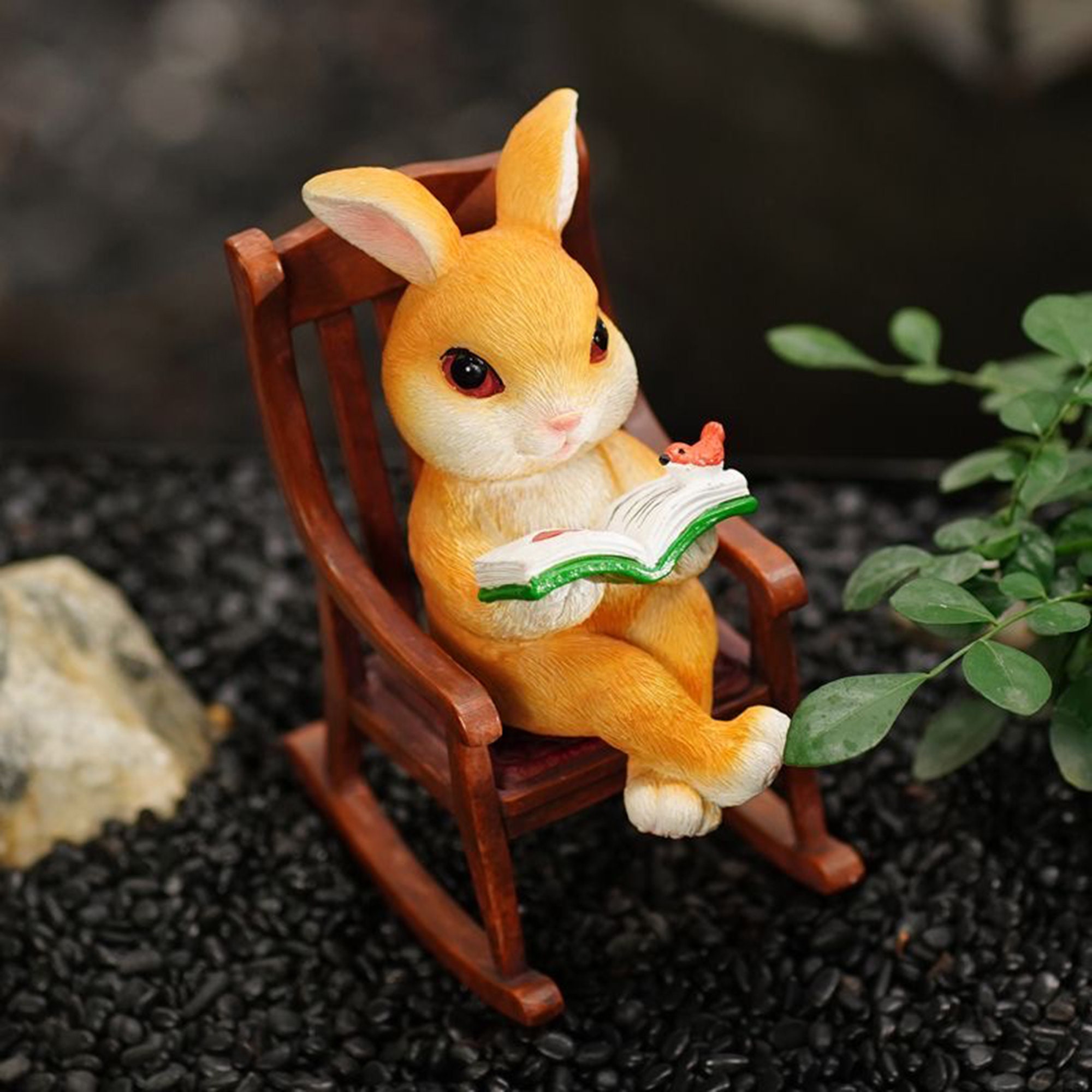 Reading Rabbit Statue Resin Rabbit on the Chair Rabbit - Etsy