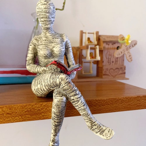 Reading Woman Statue Resin Bookshelf Decor Abstract Woman Etsy