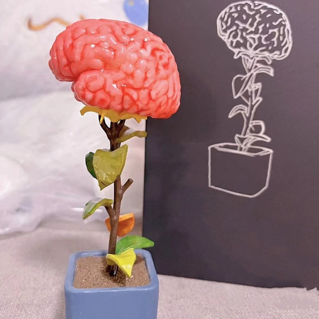 Brain Flower Statue Resin Brain Flower Bookshelf Decor Brain Sculptures