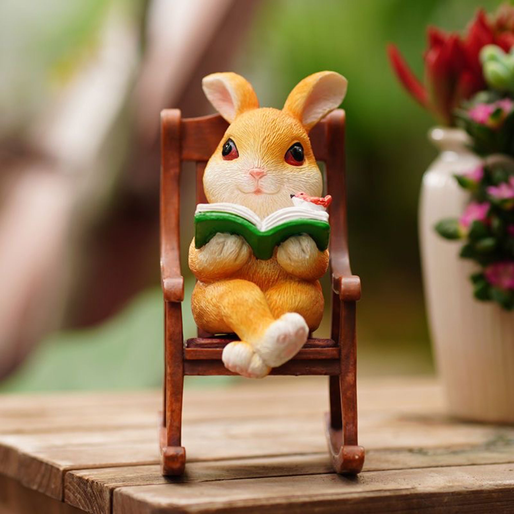 Reading Rabbit Statue Resin Rabbit on the Chair Rabbit - Etsy