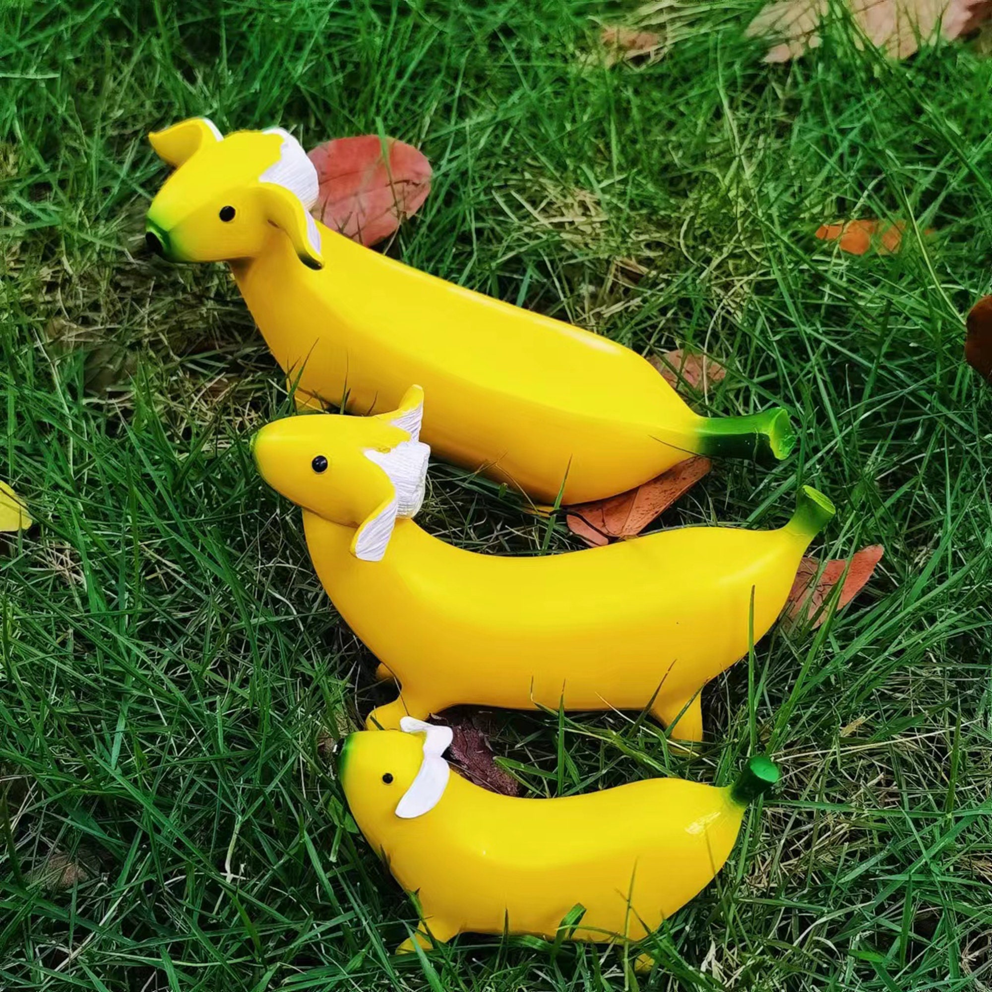 Banana Dog Statue Resin Bookshelf Decor Banana Dog Sculptures Bookshelf
