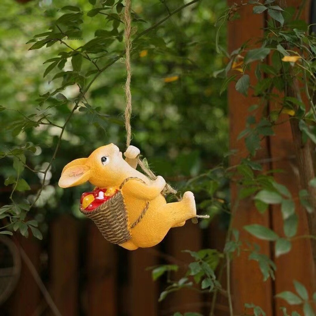 Rabbit Statue Climbing Ladder Rabbit Figurine Climbing Bunny Statue ...