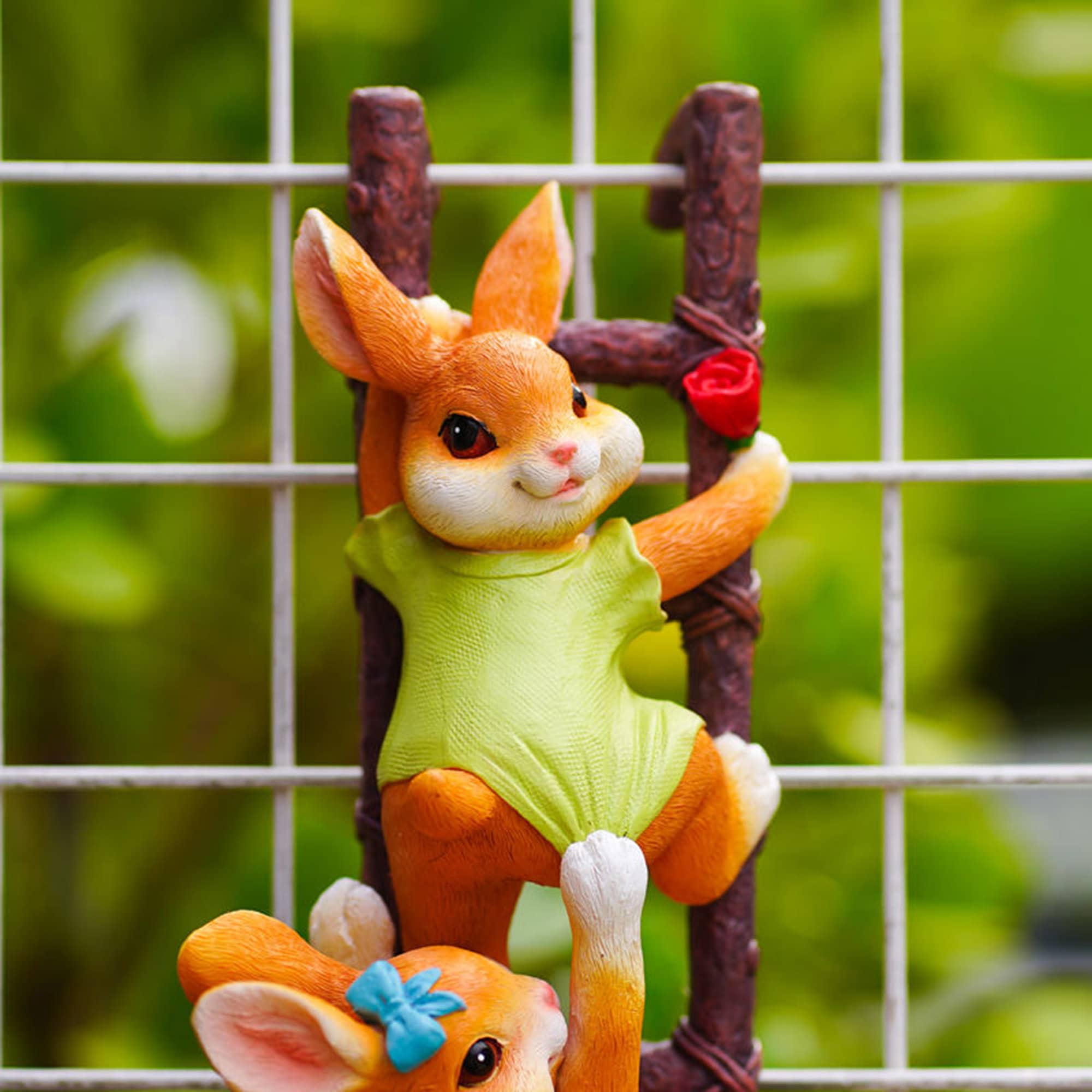 Rabbit Climbing Ladder Tree Face Resin Rabbit Statue Tree Hugger Fairy ...