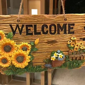 Welcome Board Resin Wall Board Hanging Sign Door Board Small Welcome Board Garden Decoration Home Ornament