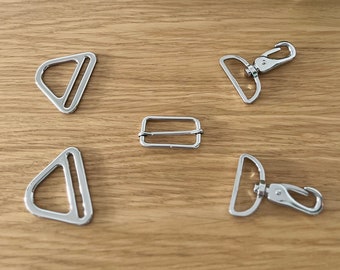 Sewing accessories: pocket carabiner | D-ring | ladder buckle 40 mm silver