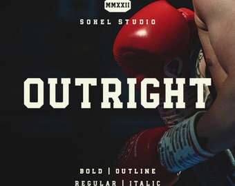 Outright - Sport Font, Bold Athletic Typeface, Dynamic Display Font, Sporty Logo Font, Team Branding, Jersey Design, Canva & Procreate Ready