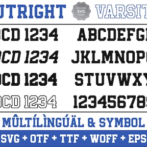 Outright – Varsity Font SVG + TTF, Varsity Alphabet, Sports Font, School Font, Digital Download, 1 svg .