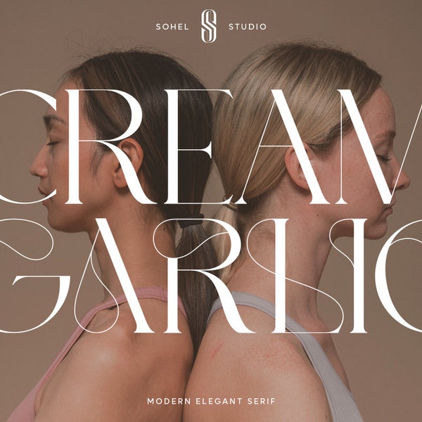 Cream Garlic - Modern Elegant Serif Font, police boho, police moderne, police canva, police procreate, police cricut, police de marque, police élégante