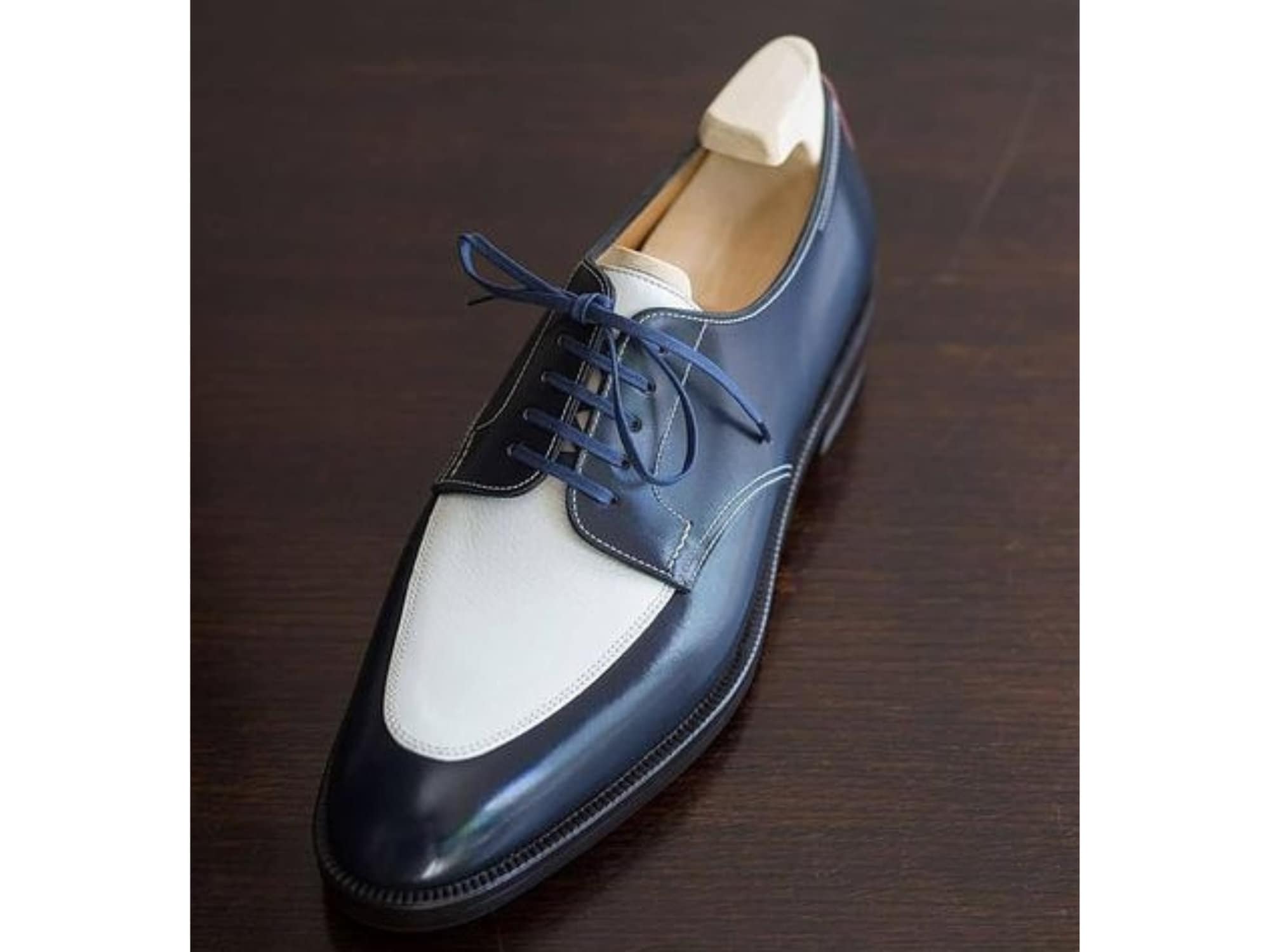 Men's Handmade Blue and White Shoes | Men's Oxford Shoes | Dress up ...