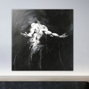 Male Dancer, Black and White Male Dancer Canvas, Modern Dance School Wall Art Print, Large Roll or Ready to Hang Canvas,
