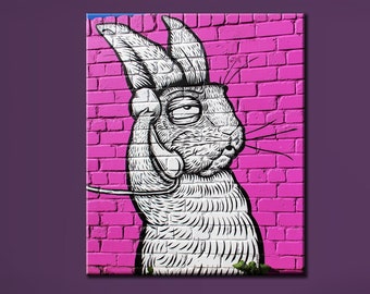 Rabbit Graffiti Canvas Print, Modern Phone Art, Framed or Roll Canvas