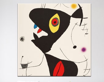 Lienzo decorativo de pared con diseño de perro de Joan Miró, decoración de pared surrealista abstracta, estampado de cachorro adorable, lienzo grande enrollable