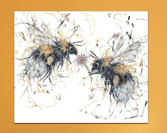 Décoration d'abeille, Impression abstraite d'abeille, Art mural abeille, Toile animalière, Décoration murale, Impression moderne sur grand rouleau, Art mural encadré moderne, Différentes tailles