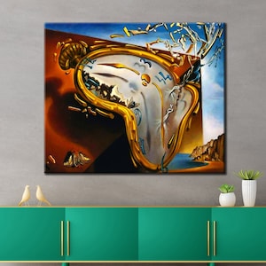 The Persistence of Memory Wall Art, Melting Clock Salvador Dali Print Decor, Roll or Ready to Hang Large Canvas, Salvador Dali Art