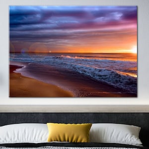 Sunset Seascape Wall Art Canvas, Sea View at Sunset Wall Decor Print, Home and Office Art, Ready to Hang Canvas, Multi Panels Canvas