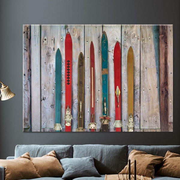 Bunte Ski Sport Set Wandkunst, Winter Sport Druck Leinwand, Ski Set Dekor, Rollendruck oder gerahmte Leinwand Wandkunst, moderne Wand Kunst Dekor