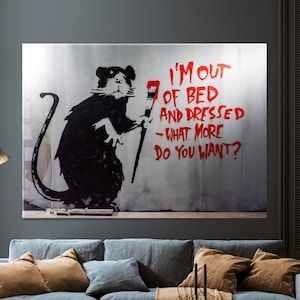 Banksy Dressed Rat Graffiti  Canvas Wall Art, Street Mouse Wall Art Decor, Street Wall Canvas, Banksy Wall Decor Prints