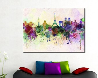Paris Skyline Print, Paris Wandkunst, Frankreich Landschaft Leinwand, Paris Stadt Frankreich Wanddekor, Paris Stadtbild Geschenk, Eiffelturm Print