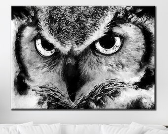 Owl Wall Art Canvas, White Owl, Animal Decor Print, Wild Animal World Print, Farmhouse Canvas Decor, Extra Large Roll and Framed Canvas