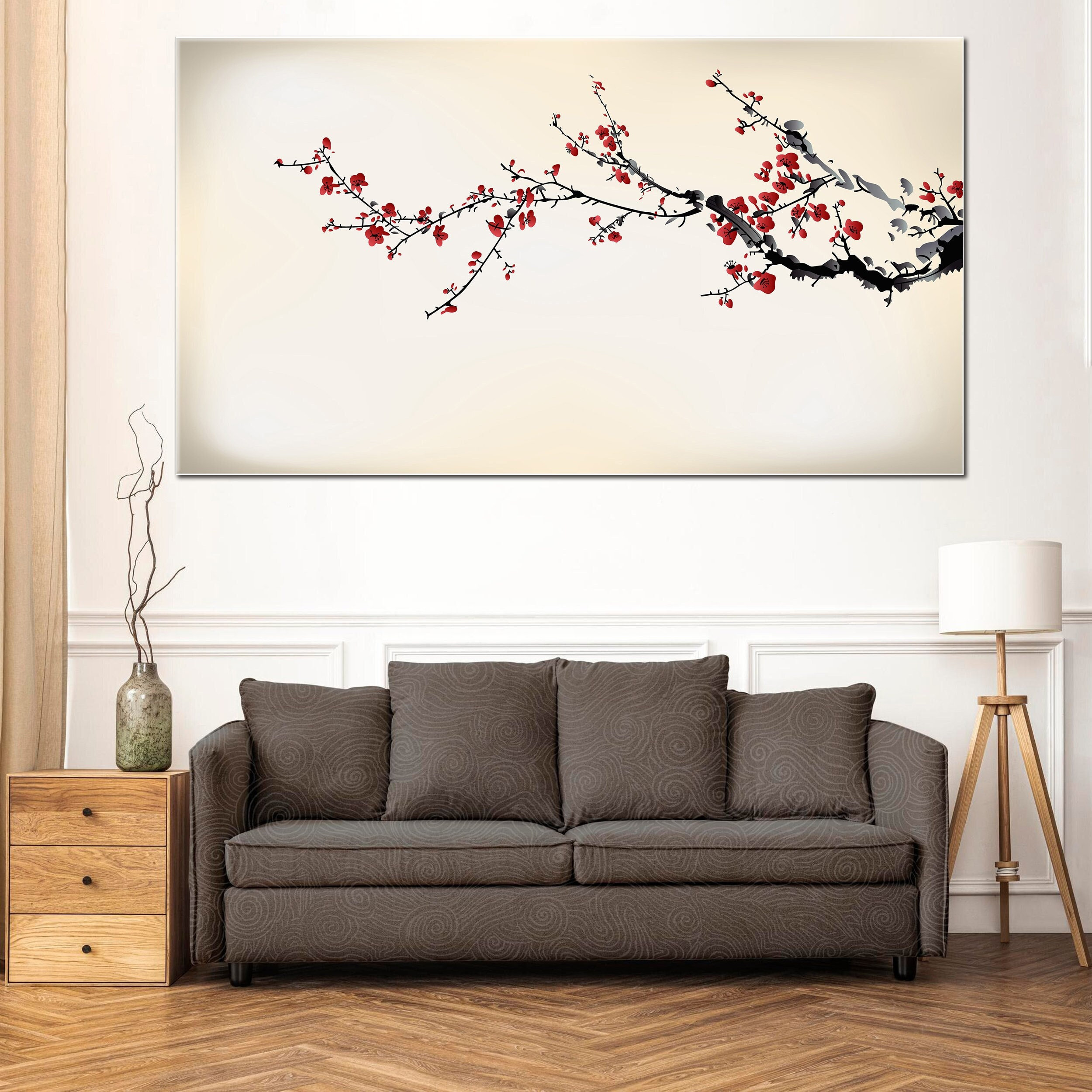 Japanese Sakura Cherry Blossom Wall Decor Canvas, Cherry Blossom Tree