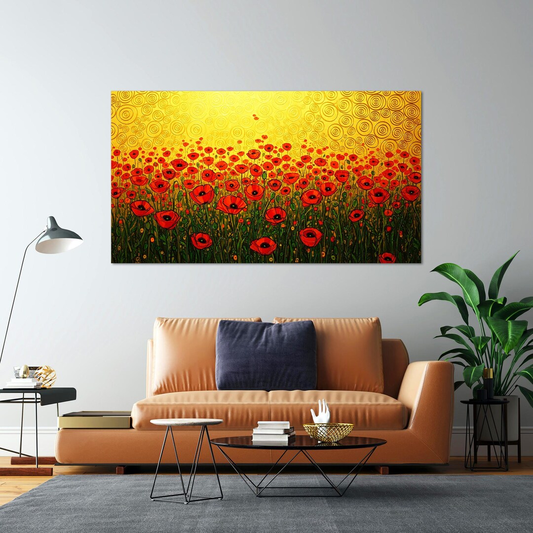 Red Tulip Garden Wall Art Canvas, Poppy Field Canvas Print - Etsy