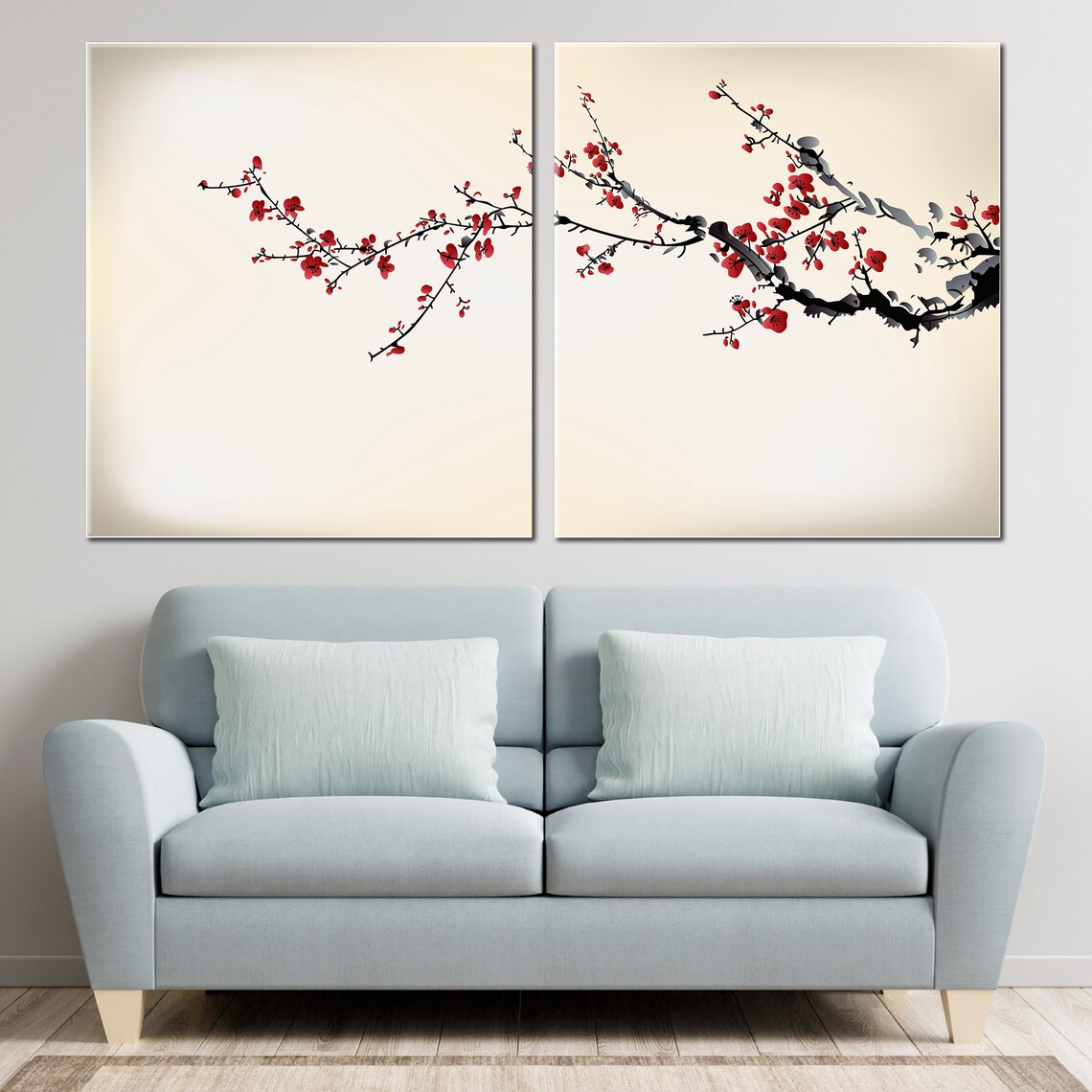 Japanese Sakura Cherry Blossom Wall Decor Canvas, Cherry Blossom Tree