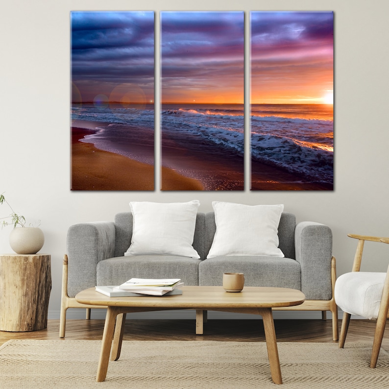 Sunset Seascape Wall Art Canvas, Sea View at Sunset Wall Decor Print ...