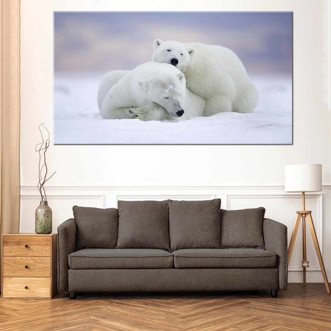 Polar Bear Love Wall Decor Canvas, the Pole and the Snows Canvas Decor ...