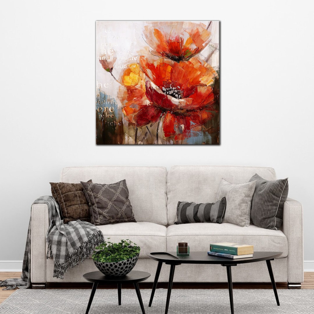 California Poppies Flowers Canvas, Orange Poppy Wall Art Decor, Orange