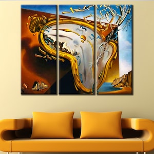 Melting Clock Salvador Dali Print Decor, The Persistence of Memory Wall Art, , Roll or Ready to Hang Large Canvas, Salvador Dali Art