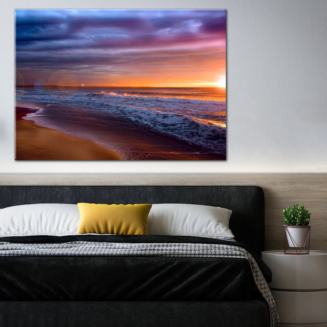 Sunset Seascape Wall Art Canvas, Sea View at Sunset Wall Decor Print ...