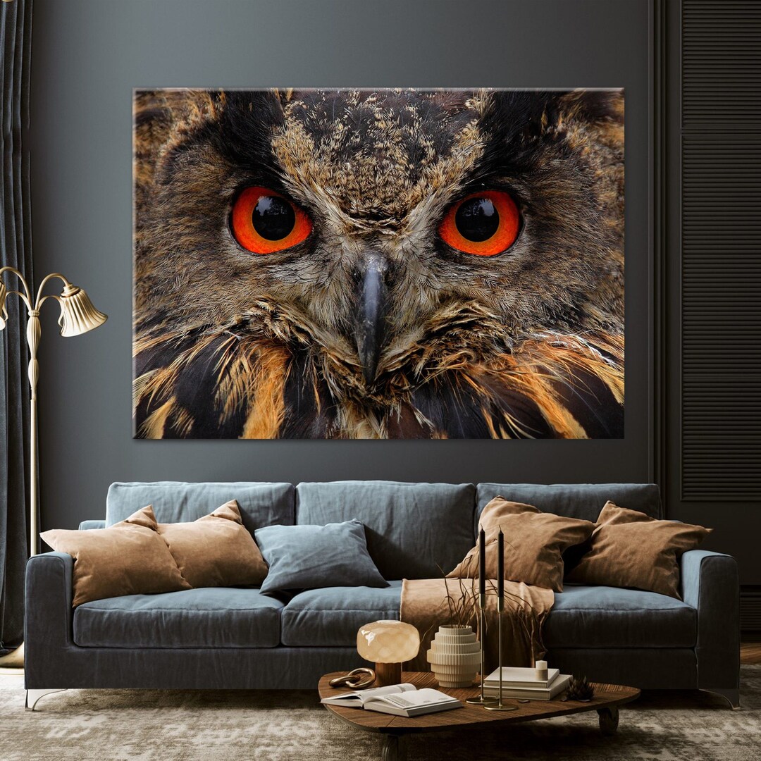 Owl Eyes Wall Art Canvas, Wild Animal Decor Print, Wild Nature Canvas