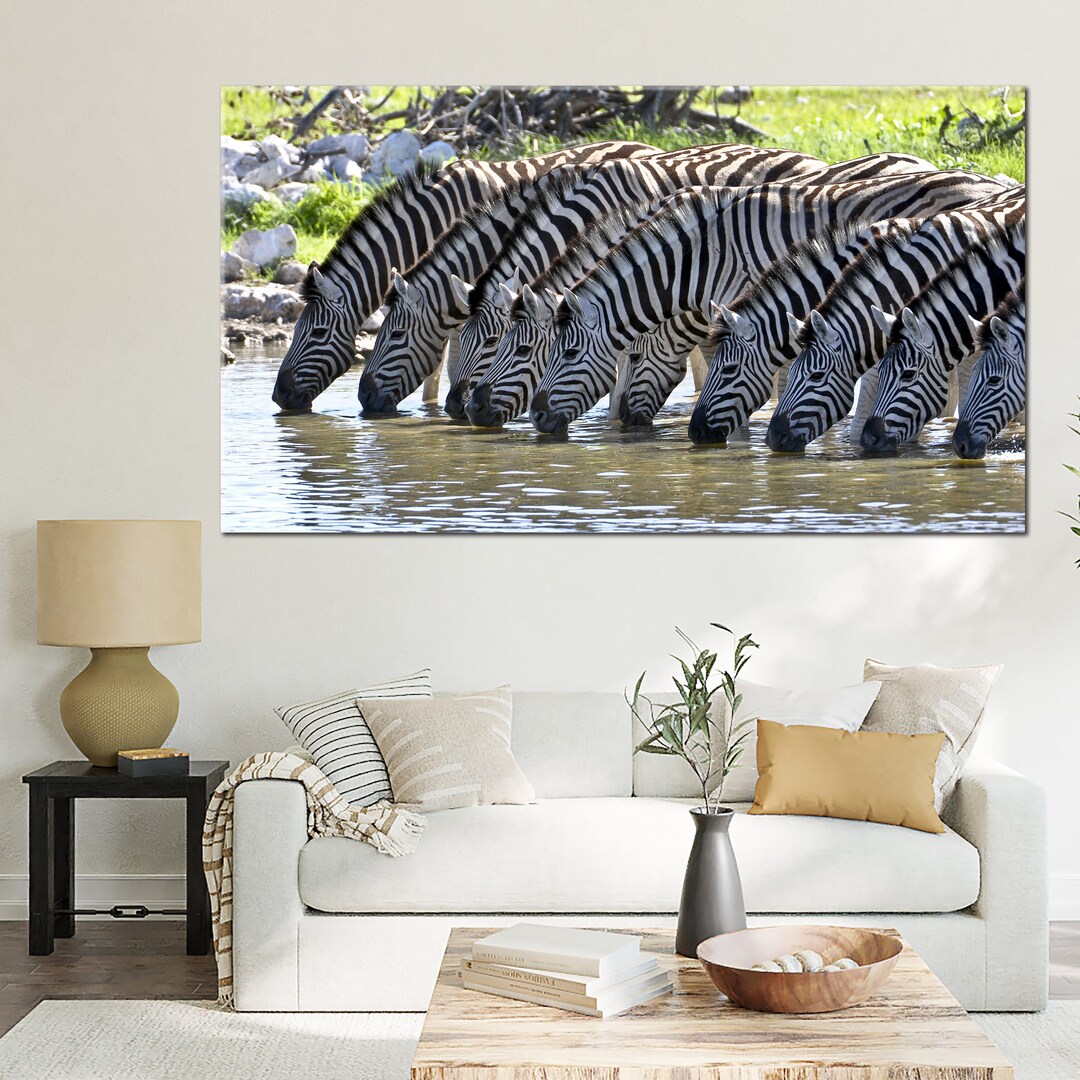 Herd of Zebras Canvas Print, African Wildlife Wall Art Decor - Etsy