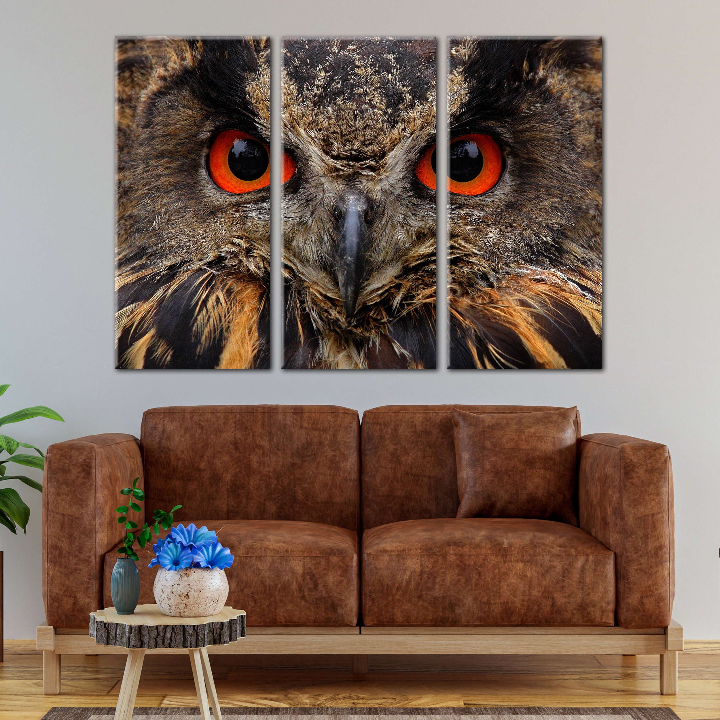 Owl Eyes Wall Art Canvas, Wild Animal Decor Print, Wild Nature Canvas