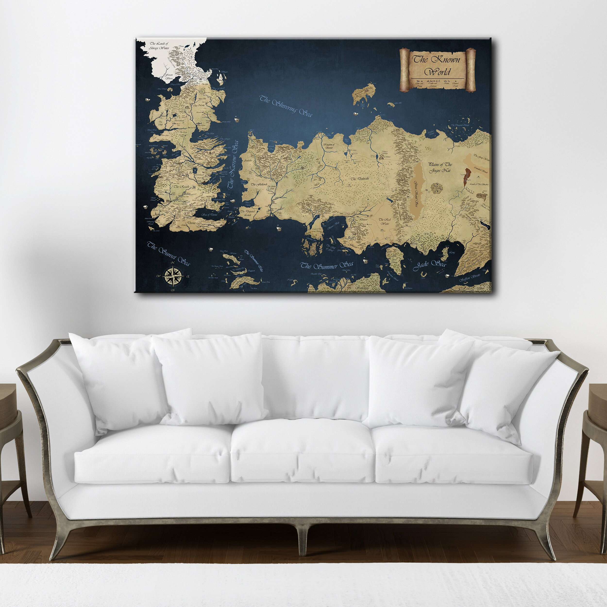 Westeros Map Art, Game of Thrones Map Wall Art, Vintage Map Decor ...