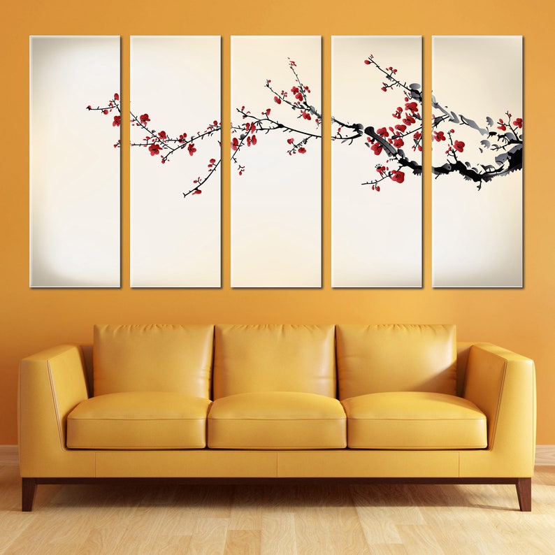 Japanese Sakura Cherry Blossom Wall Decor Canvas, Cherry Blossom Tree