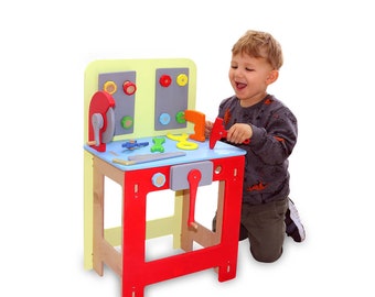 LULUBERE WOODEN REPAIR Bench & tools | Unisex 3+ Years Old Montessori Kids Toy Workbench | Toolbox Set Repairman Table for Girl or Boy