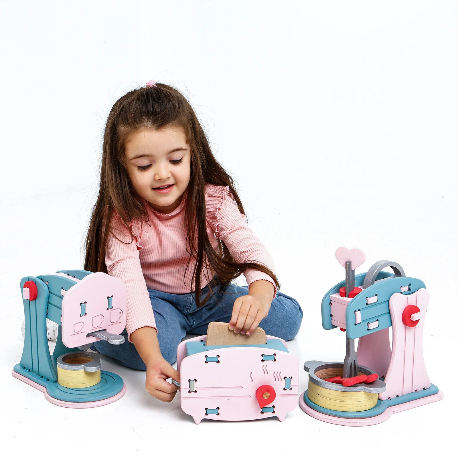 LULUBERE WOODEN KITCHEN Tool Set for Kids | Elegant Style Kitchenware for Baby Kids | Excellent Birthday, Success, Special Gift for Daughter