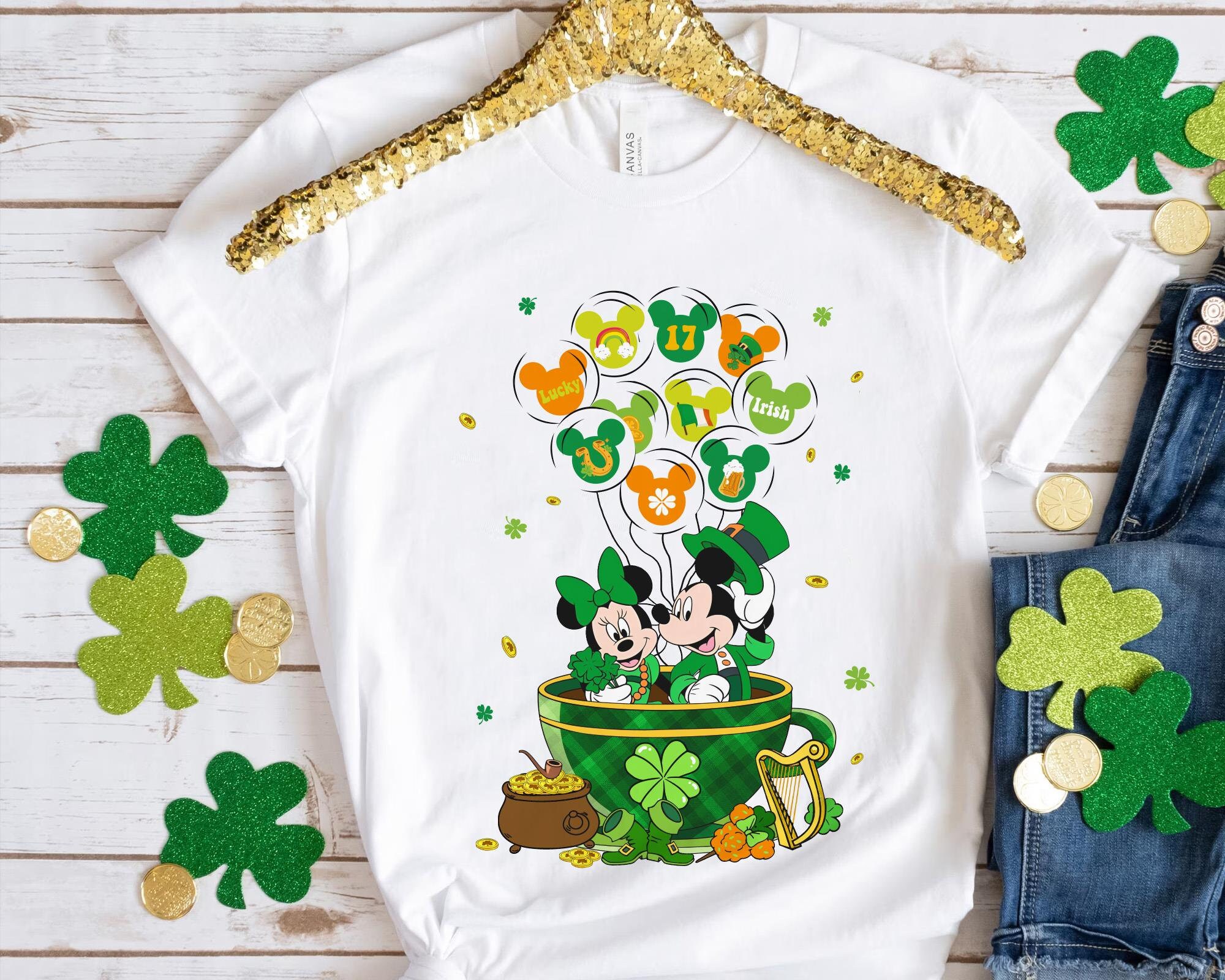 Discover Mickey and Minnie Irish Balloon Tea Cup Shirt / Disney St Patrick's Day
