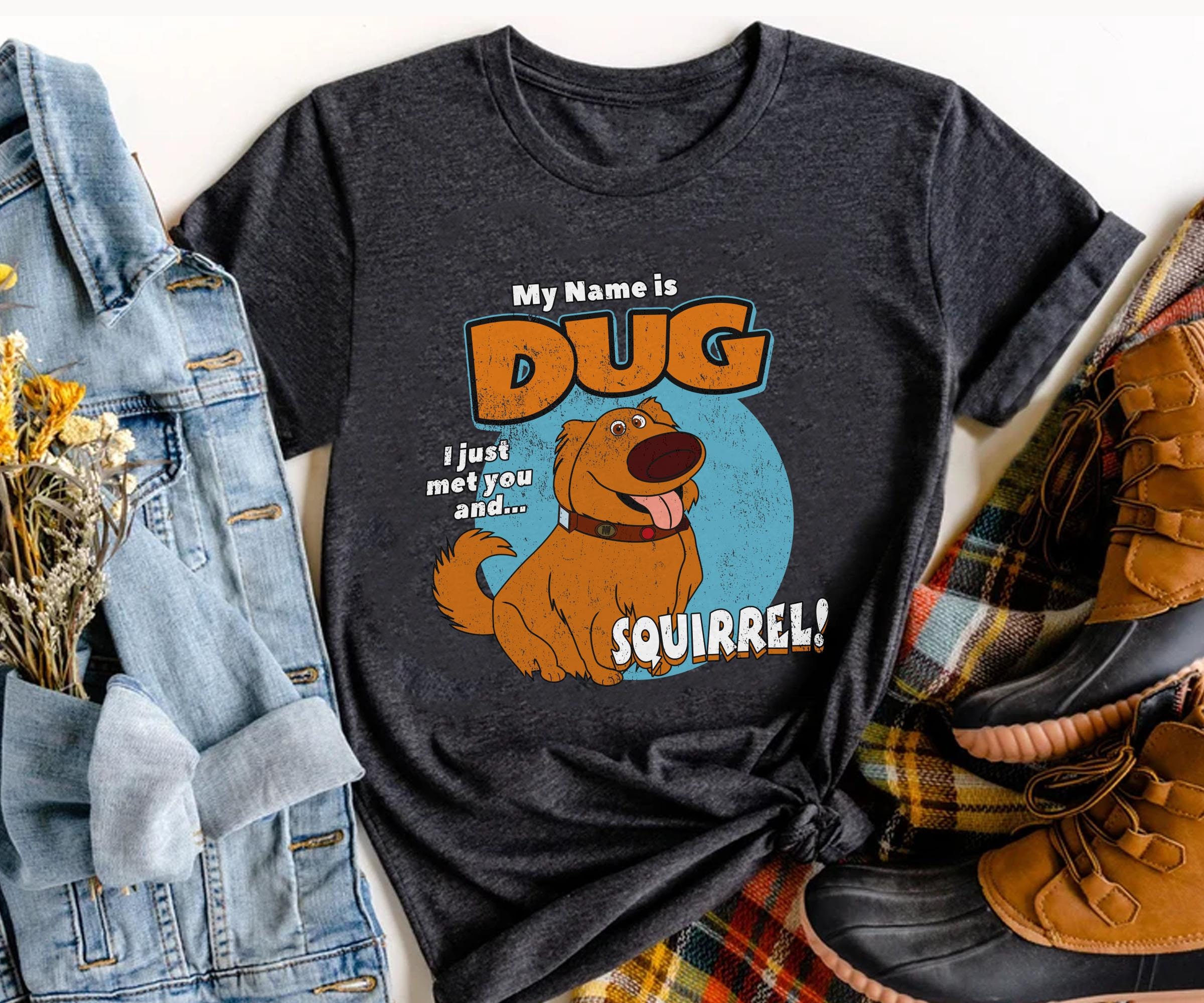 Discover Retro 90s My Name Is Dug Squirrel Shirt Disney Up Dug Dog T-shirt