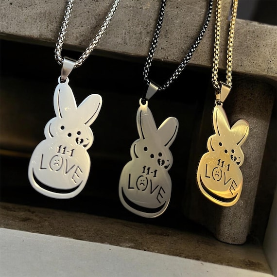 Lil Peep - Kette Mit Peep Bunny Anhänger - Silber, Gold, Schwarz