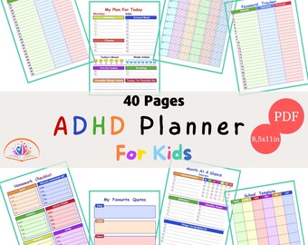 ADHS Planer für die Schule | Ziele setzen, Habit Tracking | Fokus & Produktivität optimieren | Bestes ADHD Journal Organize für Kinder mit ADHD