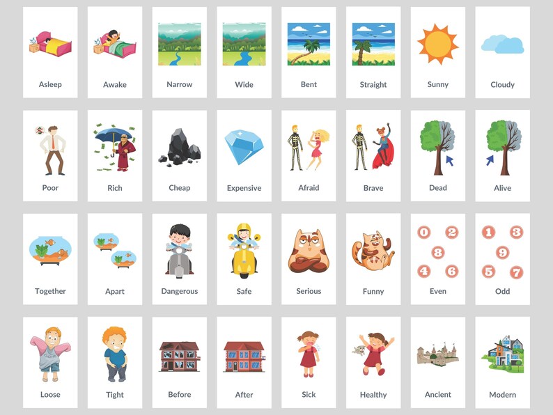 150 Montessori Opposites Flashcards for Preschool and Homeschool ...