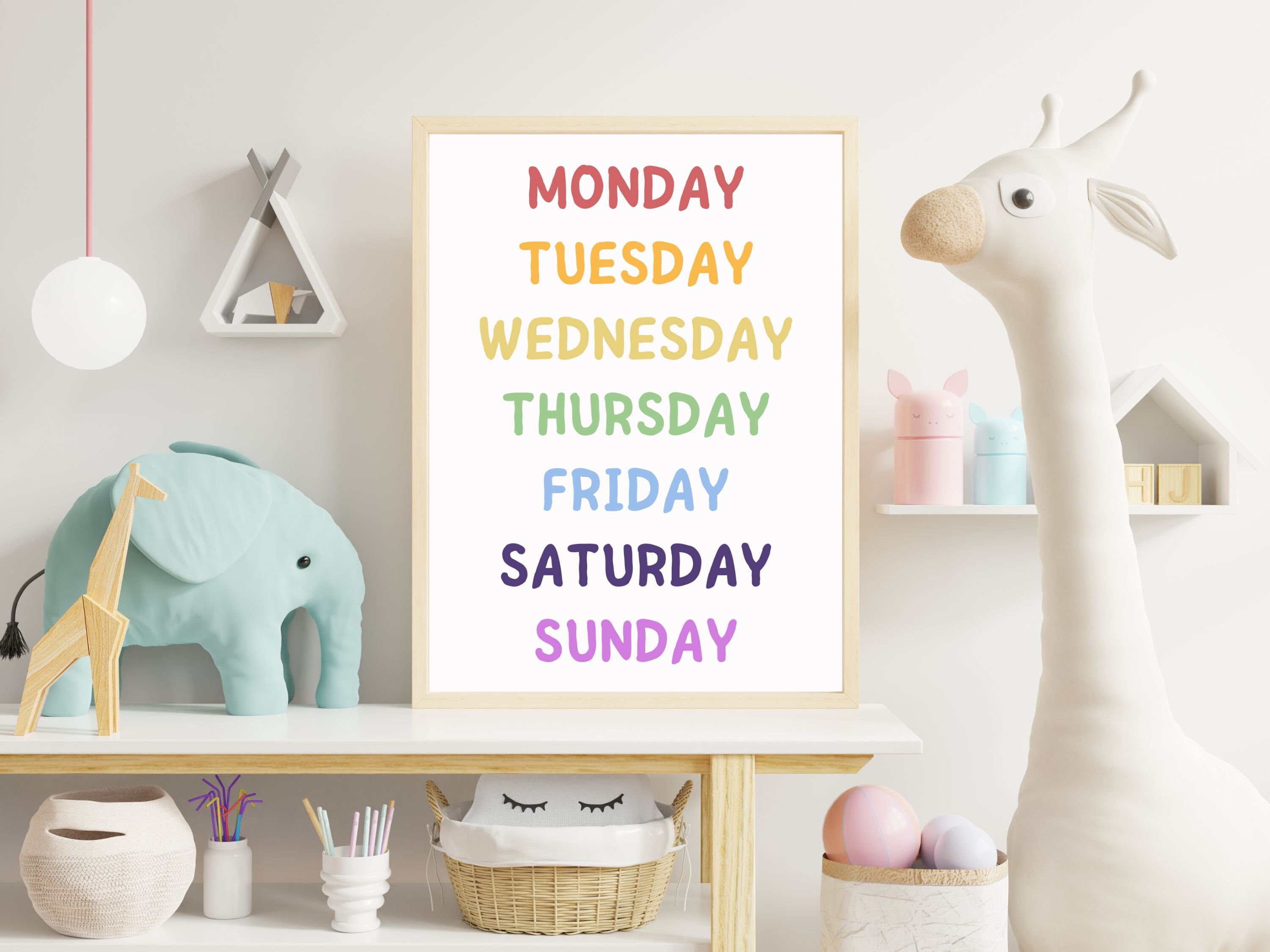 Rainbow Days of the Week Pastel Poster Print Nursery Decor Preschool ...