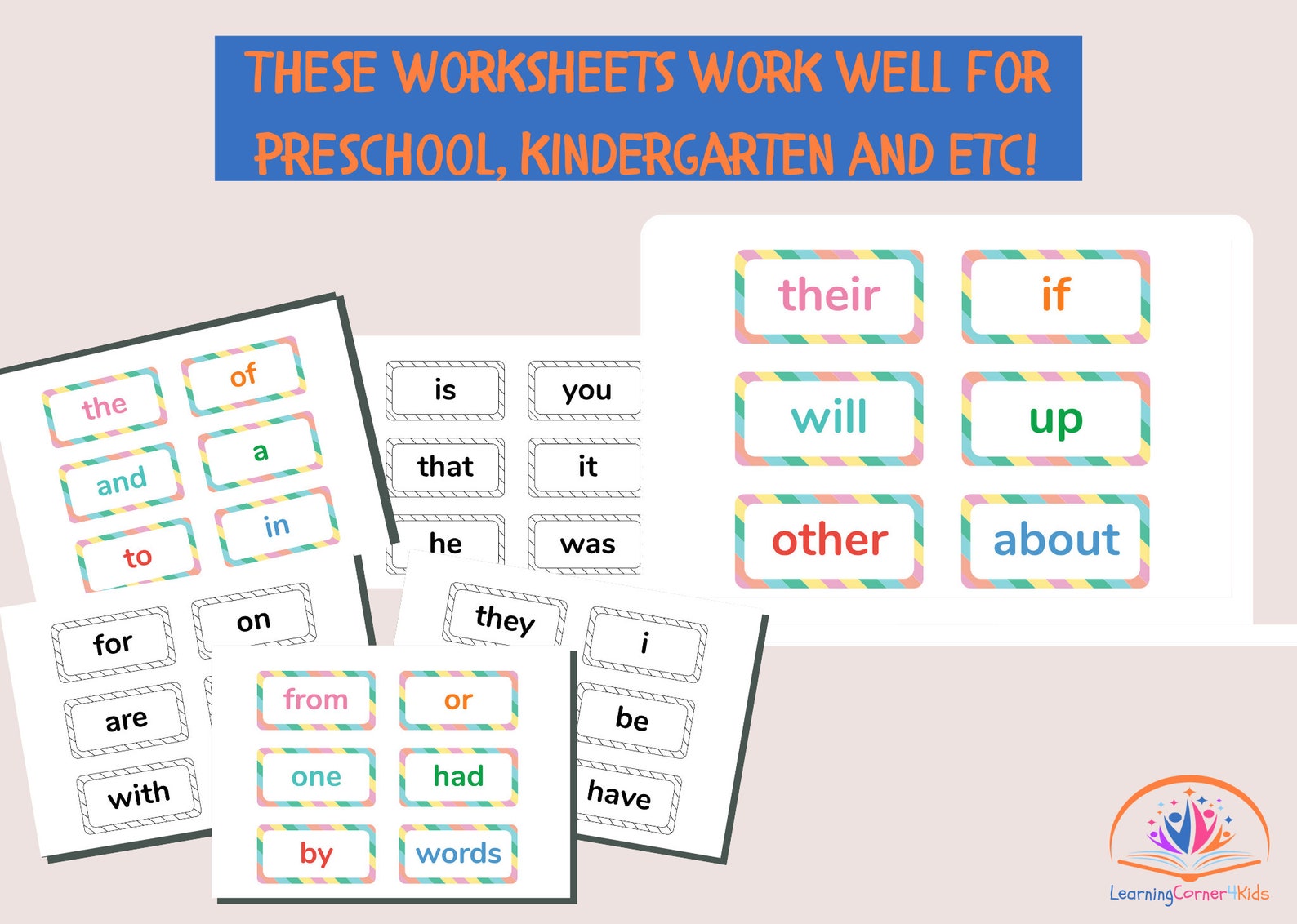 100 Sight Word Flash Cards for Preschool, Kindergarten, 1st Grade, Fry ...