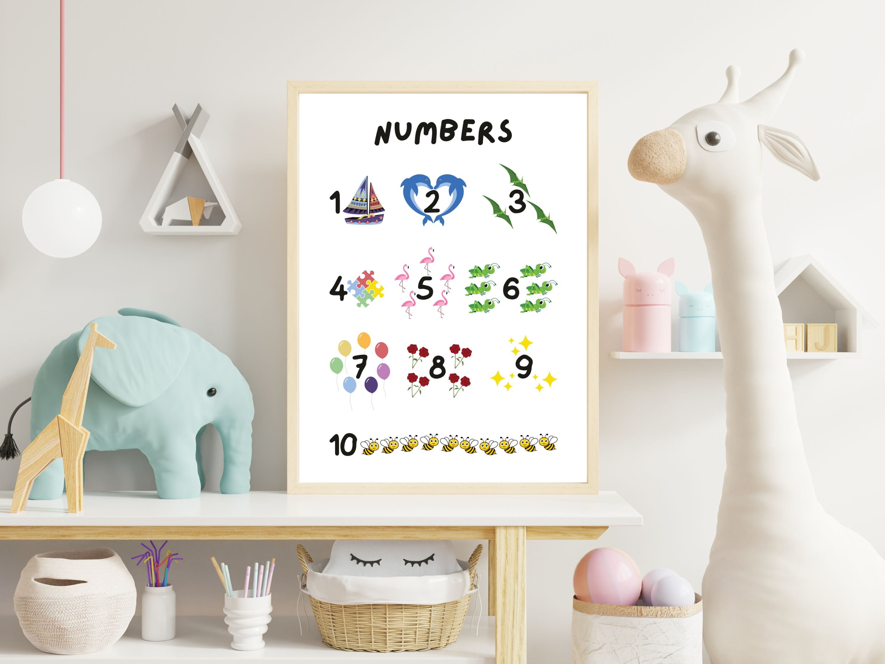 Number 0218 Number 1 to 10 With Pictures Poster Count to 10 Poster Educational ...