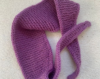 Small Alpaca wool blend scarf. Hand-knitted scarf Sophie. Purple colour knitted scarf.A great gift for your loved ones.